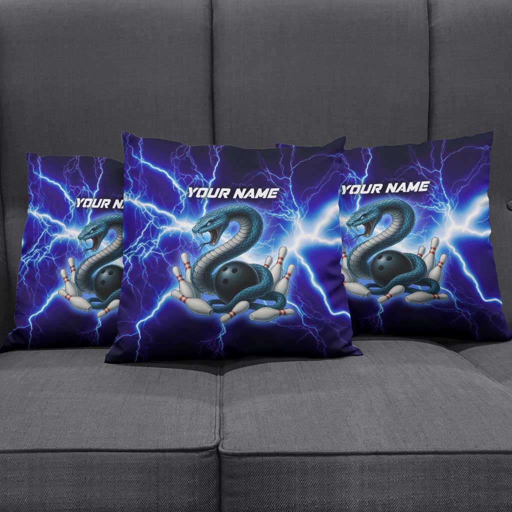 Snake and Bowling Ball Design Pillow Cover with Lightning Background and Custom Team Name Text - Wonder Print Shop