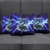 Snake and Bowling Ball Design Pillow Cover with Lightning Background and Custom Team Name Text - Wonder Print Shop