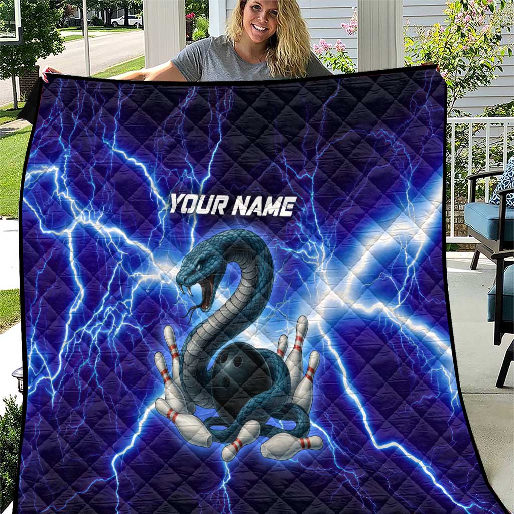 Snake and Bowling Ball Design Quilt with Lightning Background and Custom Team Name Text - Wonder Print Shop