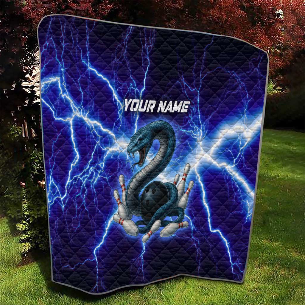 Snake and Bowling Ball Design Quilt with Lightning Background and Custom Team Name Text - Wonder Print Shop
