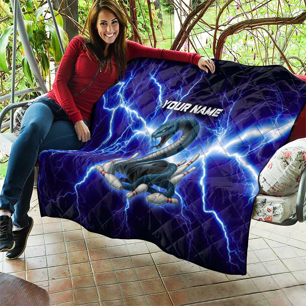 Snake and Bowling Ball Design Quilt with Lightning Background and Custom Team Name Text - Wonder Print Shop