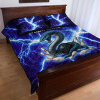 Snake and Bowling Ball Design Quilt Bed Set with Lightning Background and Custom Team Name Text - Wonder Print Shop