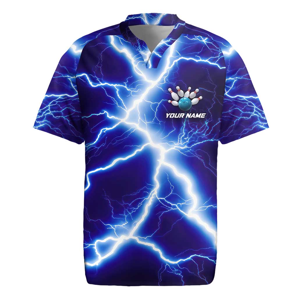Snake and Bowling Ball Design Rugby Jersey with Lightning Background and Custom Team Name Text - Wonder Print Shop