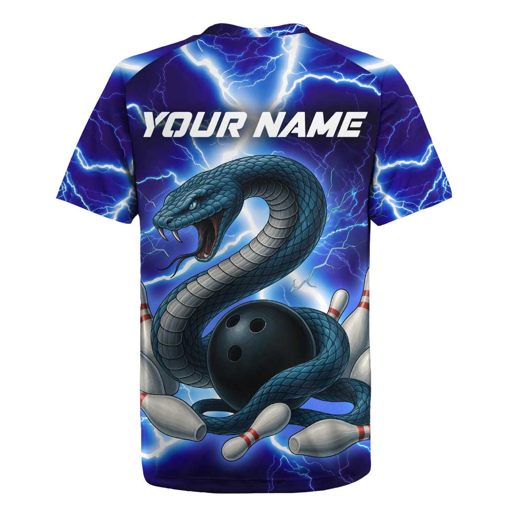 Snake and Bowling Ball Design Rugby Jersey with Lightning Background and Custom Team Name Text - Wonder Print Shop