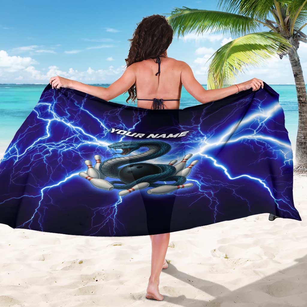 Snake and Bowling Ball Design Sarong with Lightning Background and Custom Team Name Text - Wonder Print Shop