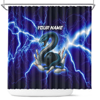 Snake and Bowling Ball Design Shower Curtain with Lightning Background and Custom Team Name Text - Wonder Print Shop