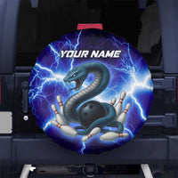 Snake and Bowling Ball Design Spare Tire Cover with Lightning Background and Custom Team Name Text - Wonder Print Shop