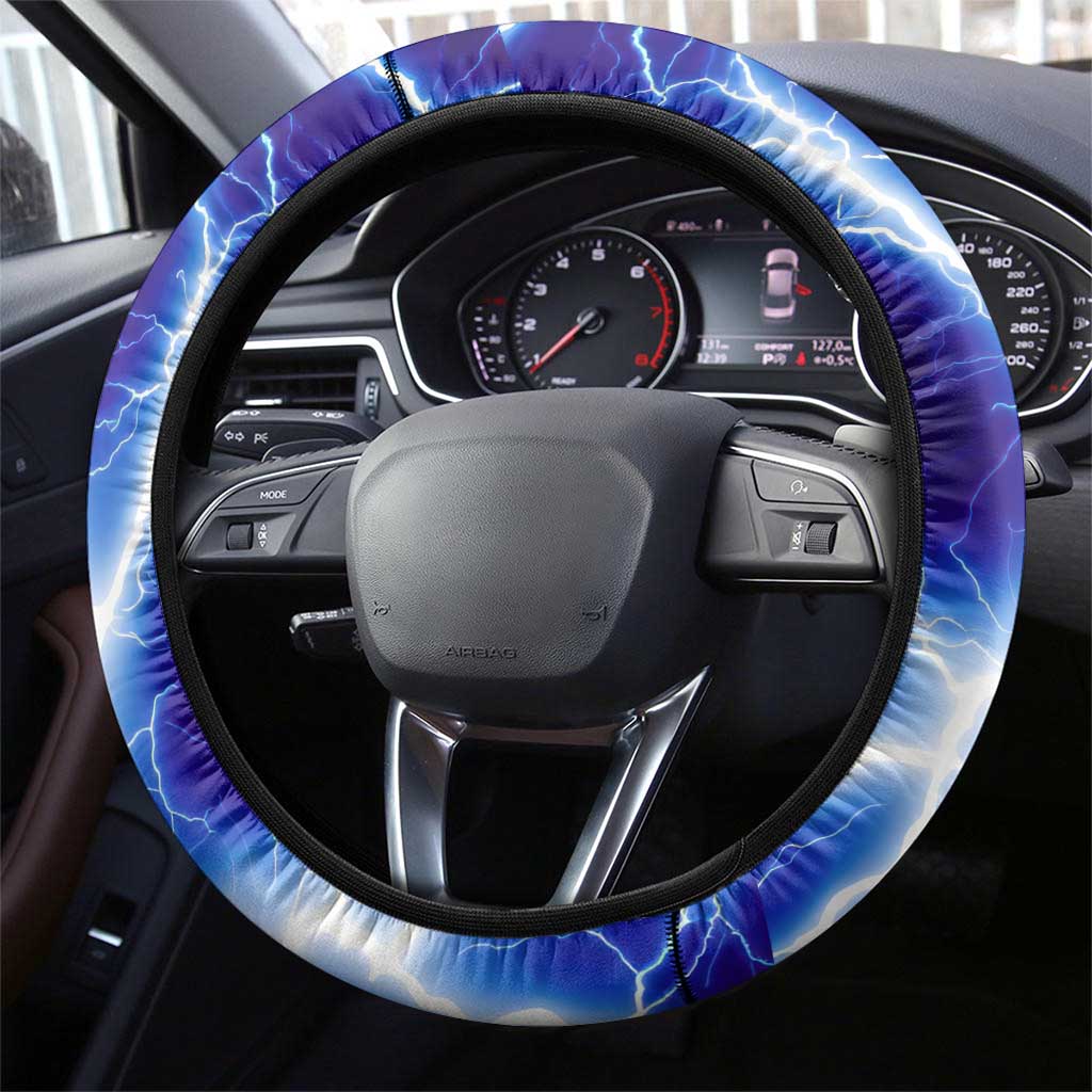 Snake and Bowling Ball Design Steering Wheel Cover with Lightning Background - Wonder Print Shop
