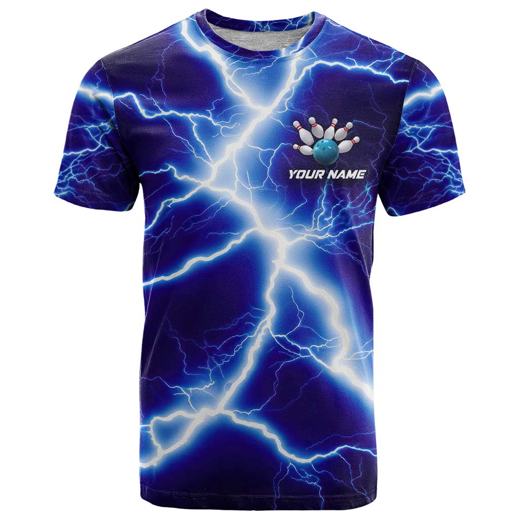 Snake and Bowling Ball Design T Shirt with Lightning Background and Custom Team Name Text - Wonder Print Shop