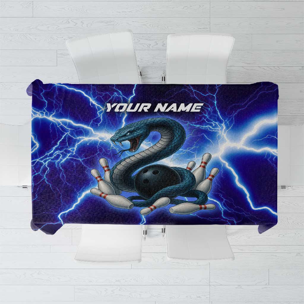 Snake and Bowling Ball Design Tablecloth with Lightning Background and Custom Team Name Text - Wonder Print Shop
