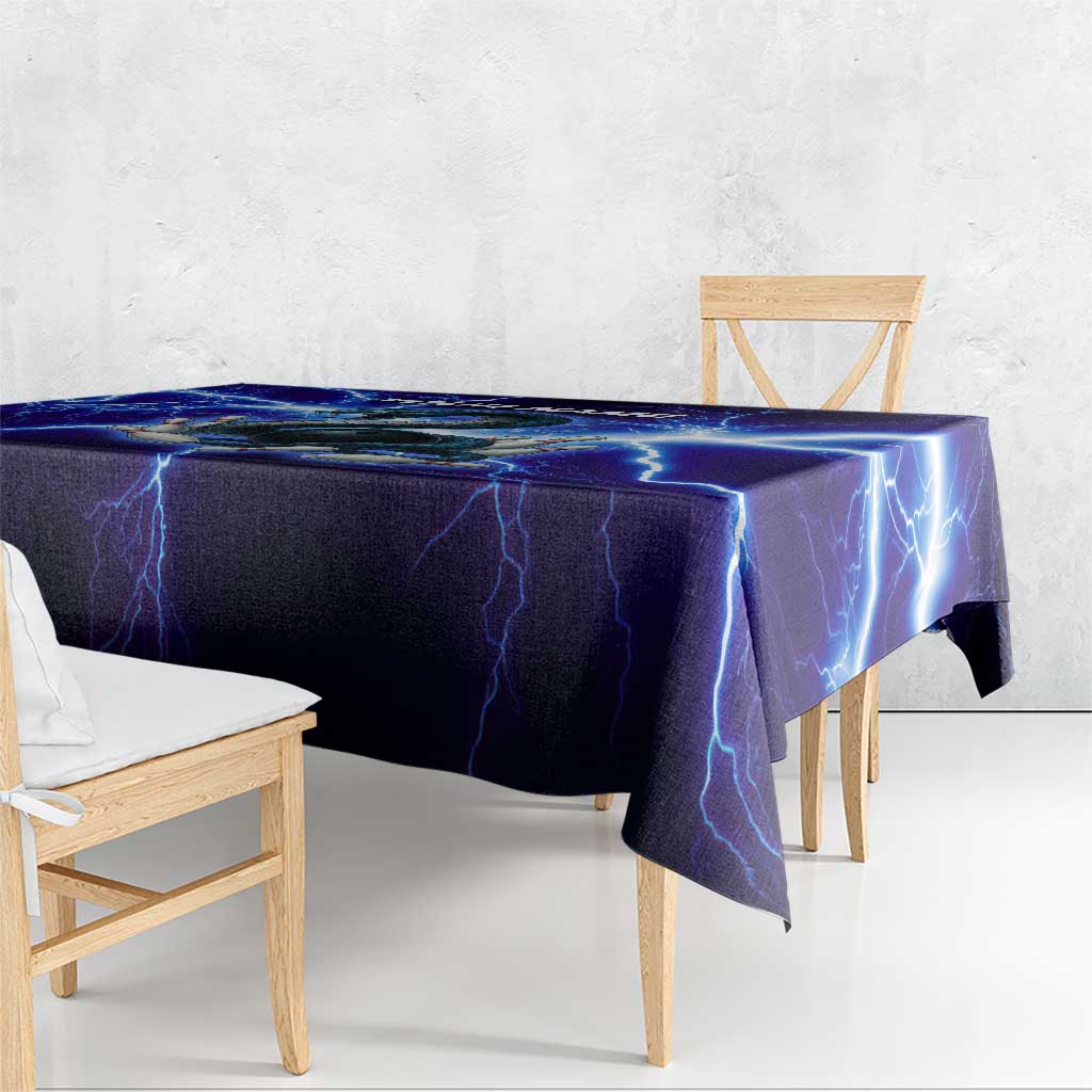 Snake and Bowling Ball Design Tablecloth with Lightning Background and Custom Team Name Text - Wonder Print Shop