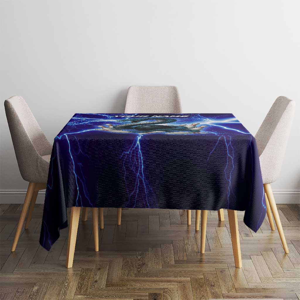 Snake and Bowling Ball Design Tablecloth with Lightning Background and Custom Team Name Text - Wonder Print Shop