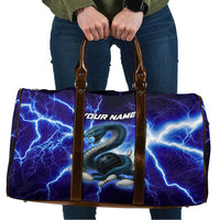 Snake and Bowling Ball Design Travel Bag with Lightning Background and Custom Team Name Text - Wonder Print Shop
