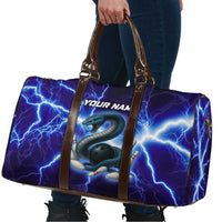 Snake and Bowling Ball Design Travel Bag with Lightning Background and Custom Team Name Text - Wonder Print Shop