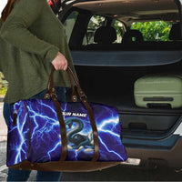 Snake and Bowling Ball Design Travel Bag with Lightning Background and Custom Team Name Text - Wonder Print Shop