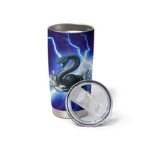 Snake and Bowling Ball Design Tumbler Cup with Lightning Background and Custom Team Name Text - Wonder Print Shop