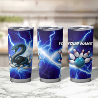 Snake and Bowling Ball Design Tumbler Cup with Lightning Background and Custom Team Name Text - Wonder Print Shop