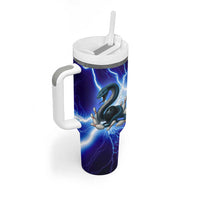 Snake and Bowling Ball Design Tumbler With Handle with Lightning Background and Custom Team Name Text - Wonder Print Shop