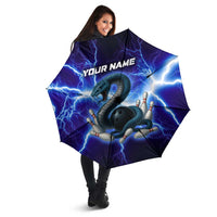 Snake and Bowling Ball Design Umbrella with Lightning Background and Custom Team Name Text - Wonder Print Shop