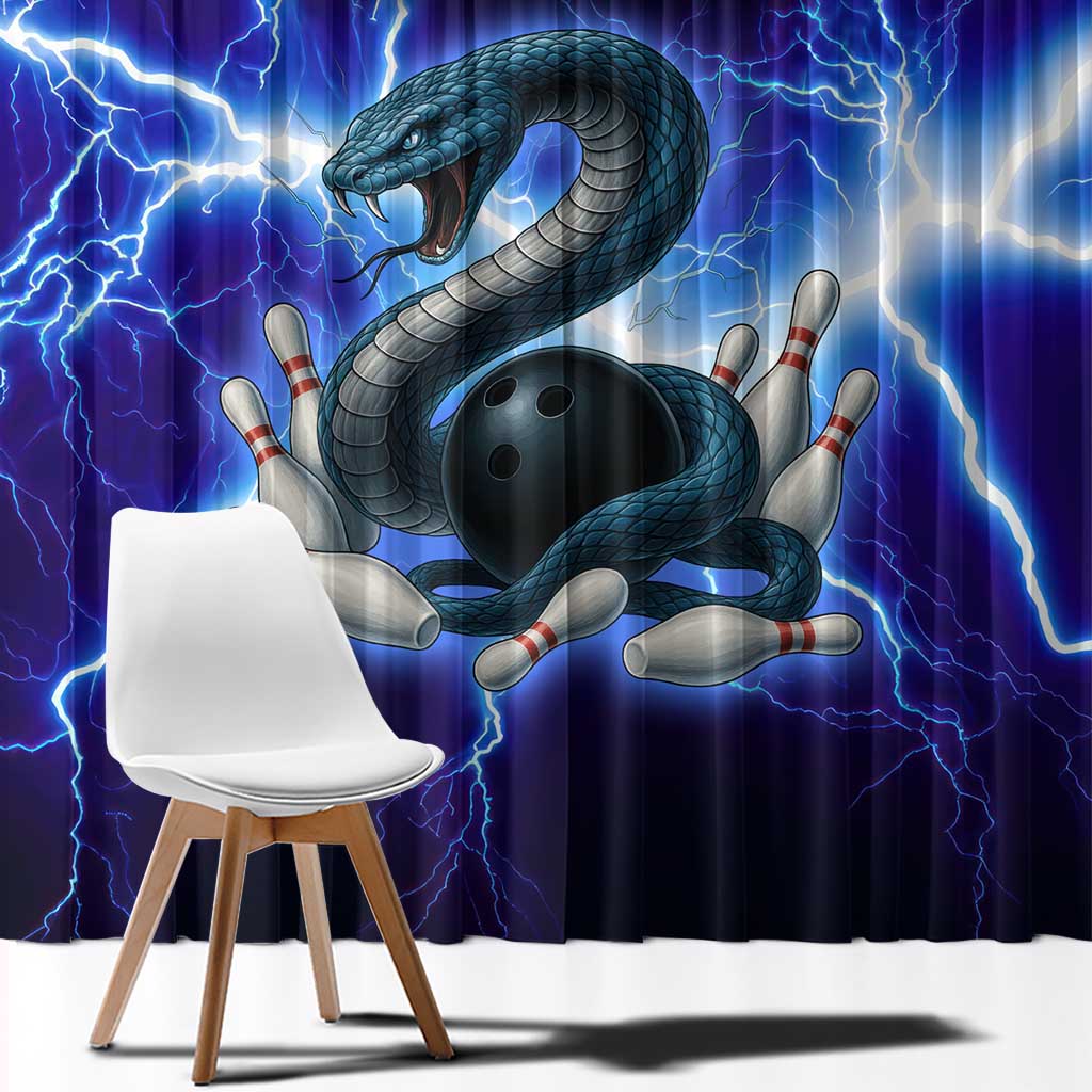Snake and Bowling Ball Design Window Curtain with Lightning Background and Custom Team Name Text - Wonder Print Shop