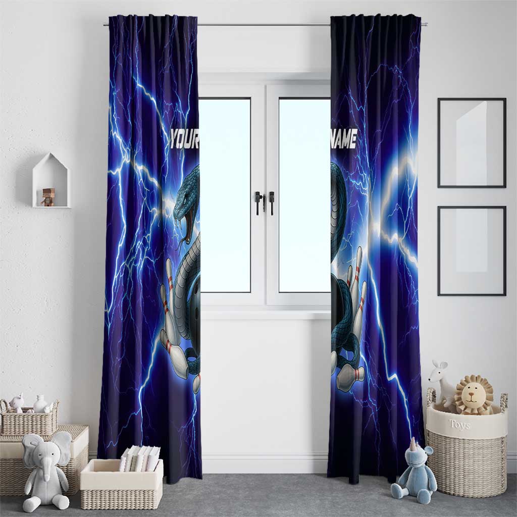 Snake and Bowling Ball Design Window Curtain with Lightning Background and Custom Team Name Text - Wonder Print Shop