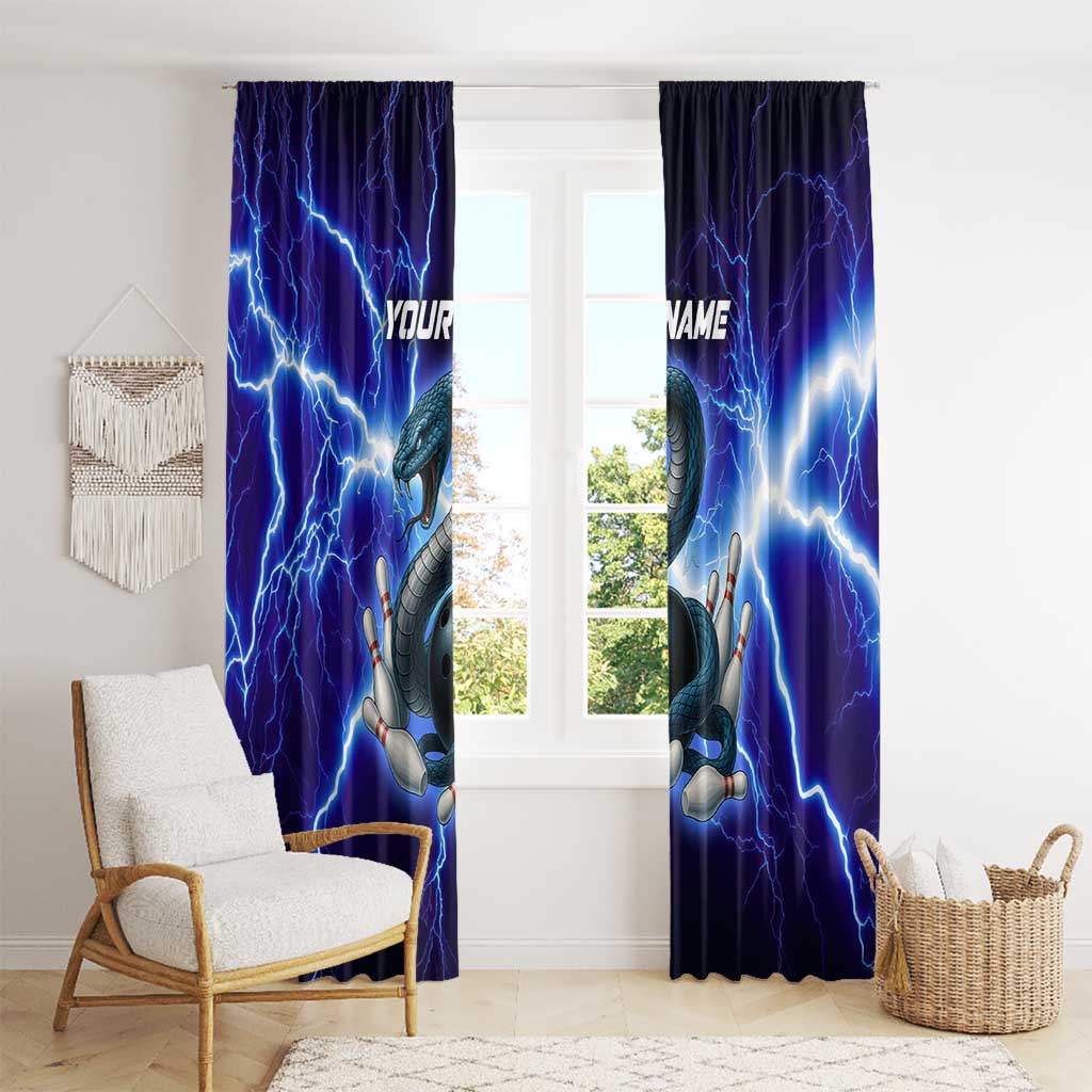 Snake and Bowling Ball Design Window Curtain with Lightning Background and Custom Team Name Text - Wonder Print Shop