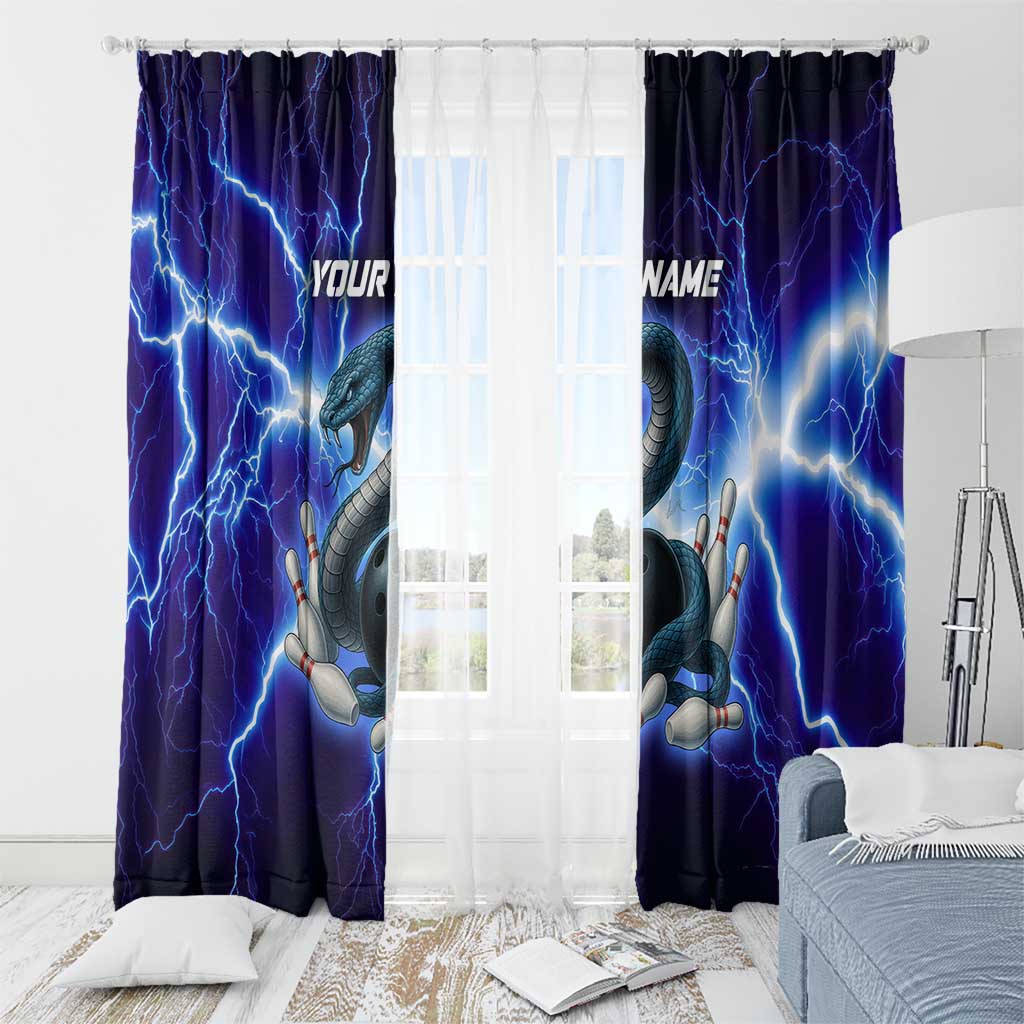 Snake and Bowling Ball Design Window Curtain with Lightning Background and Custom Team Name Text - Wonder Print Shop