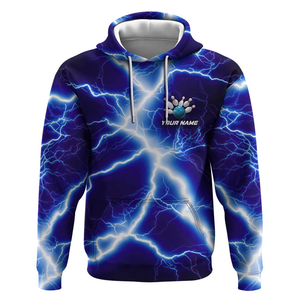Snake and Bowling Ball Design Zip Hoodie with Lightning Background and Custom Team Name Text - Wonder Print Shop