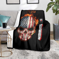 American Flag Skull Design Blanket with Bowling Elements and Fire Background with Custom Team Name Text - Wonder Print Shop