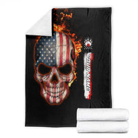 American Flag Skull Design Blanket with Bowling Elements and Fire Background with Custom Team Name Text - Wonder Print Shop