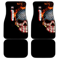 American Flag Skull Design Car Mats with Bowling Elements and Fire Background with Custom Team Name Text - Wonder Print Shop