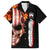 American Flag Skull Design Family Matching Puletasi and Hawaiian Shirt with Bowling Elements and Fire Background with Custom Team Name Text - Wonder Print Shop