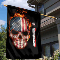 American Flag Skull Design Garden Flag with Bowling Elements and Fire Background with Custom Team Name Text - Wonder Print Shop