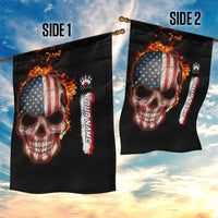 American Flag Skull Design Garden Flag with Bowling Elements and Fire Background with Custom Team Name Text - Wonder Print Shop