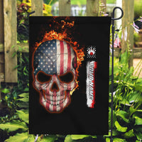 American Flag Skull Design Garden Flag with Bowling Elements and Fire Background with Custom Team Name Text - Wonder Print Shop