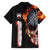 American Flag Skull Design Hawaiian Shirt with Bowling Elements and Fire Background with Custom Team Name Text - Wonder Print Shop