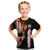American Flag Skull Design Kid T Shirt with Bowling Elements and Fire Background with Custom Team Name Text - Wonder Print Shop