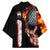 American Flag Skull Design Kimono with Bowling Elements and Fire Background with Custom Team Name Text - Wonder Print Shop