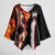 American Flag Skull Design Kimono Sleeve Blouse with Bowling Elements and Fire Background with Custom Team Name Text - Wonder Print Shop