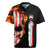 American Flag Skull Design Rugby Jersey with Bowling Elements and Fire Background with Custom Team Name Text - Wonder Print Shop