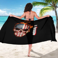 American Flag Skull Design Sarong with Bowling Elements and Fire Background with Custom Team Name Text - Wonder Print Shop