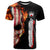 American Flag Skull Design T Shirt with Bowling Elements and Fire Background with Custom Team Name Text - Wonder Print Shop