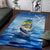 Mahi Mahi and Tuna Fish Area Rug Fishing Ocean Water Background and Nautical Compass Elements - Wonder Print Shop