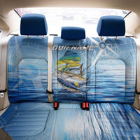 Mahi Mahi and Tuna Fish Back Car Seat Cover Fishing Ocean Water Background and Nautical Compass Elements - Wonder Print Shop
