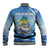 Mahi Mahi and Tuna Fish Baseball Jacket Fishing Ocean Water Background and Nautical Compass Elements - Wonder Print Shop