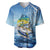 Mahi Mahi and Tuna Fish Baseball Jersey Fishing Ocean Water Background and Nautical Compass Elements - Wonder Print Shop