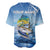 Mahi Mahi and Tuna Fish Baseball Jersey Fishing Ocean Water Background and Nautical Compass Elements - Wonder Print Shop