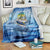 Mahi Mahi and Tuna Fish Blanket Fishing Ocean Water Background and Nautical Compass Elements - Wonder Print Shop