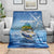 Mahi Mahi and Tuna Fish Blanket Fishing Ocean Water Background and Nautical Compass Elements - Wonder Print Shop
