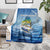 Mahi Mahi and Tuna Fish Blanket Fishing Ocean Water Background and Nautical Compass Elements - Wonder Print Shop